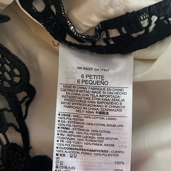 Banana Republic Black Embroidery Lined Dress Women’s Size 6 - Picture 6 of 12